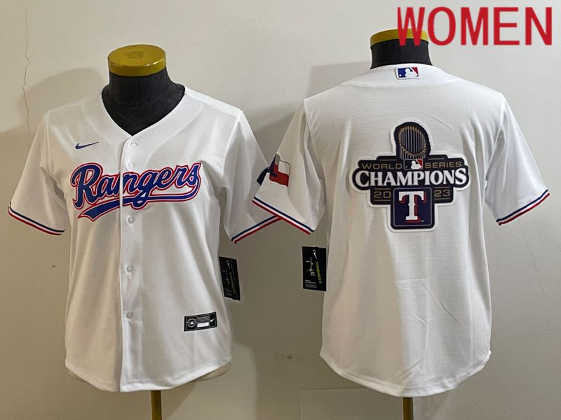 Women Texas Rangers Blank White Game Nike 2023 MLB Jersey style 3->texas rangers->MLB Jersey